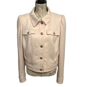 Tommy Hilfiger Women's Size 14 Pink Cropped Jacket Gold Buttons Long Sleeved